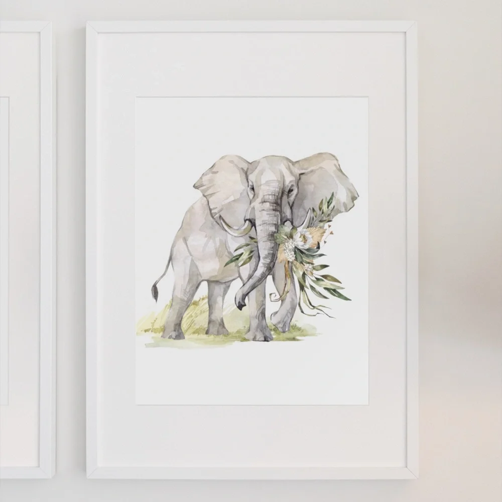 Watercolor Elephant Wall Art Poster Print Unframed - Picture 5 of 17
